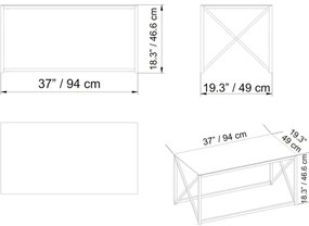 Kávésasztal ILIOMAR 46,6x94 cm arany/fekete