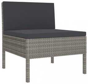 11 részes szürke polyrattan kerti bútorszett párnákkal