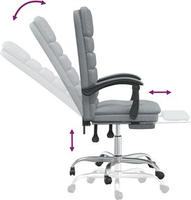 vidaXL világosszürke szövet dönthető irodai masszázsfotel