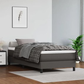 Szürke műbőr rugós ágy matraccal 80 x 200 cm