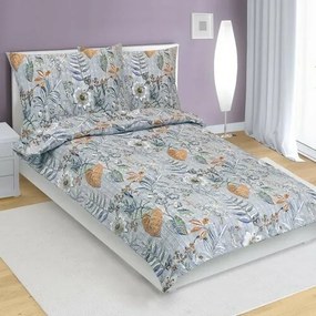 Bellatex Levelek krepp ágyneműhuzat lila, 140 x 200 cm, 70 x 90 cm, 140 x 200 cm, 70 x 90 cm
