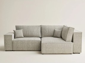 Bézs zsenília kinyitható-tárolóhelyes sarokkanapé (jobb oldali-L alakú) Tonga – Maison de Rêve