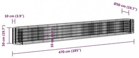 horganyzott vas gabion magaságyás 470 x 50 x 50 cm