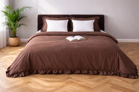 Prémium pamut ágyneműhuzat 220x200 barna fodros