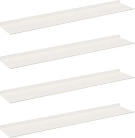 vidaXL Lebegő polc Falra szerelhető 4 pcs Fehér 100 x 18 x 2,5 cm Acél
