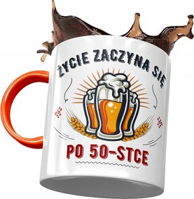 Narancssárga bögre Születésnapra 50 50-es 50-es évek nyomott mintával