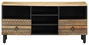 fekete tömör nyers mangófa TV-szekrény 100 x 33,5 x 46 cm