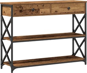 vidaXL Konzol Asztal Régi fa 100 x 28 x 75 cm Műgyantás fa és fém