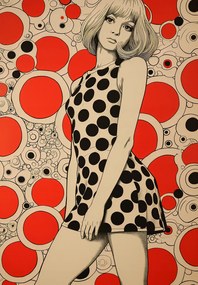 Poszter 68x98cm Piros pöttyök