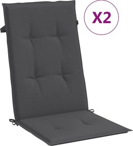 vidaXL 2 db antracit szövet magas háttámlájú székpárna 120x50x4 cm