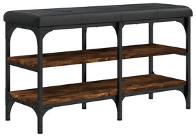 füstös tölgy színű szerelt fa cipőtároló pad 82 x 32 x 47 cm