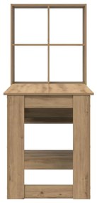 Asztal polcokkal kézműves tölgy 122 x 67 x 145 cm Faanyag