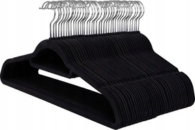 Velúr ruhaakasztó 50 darabos fekete