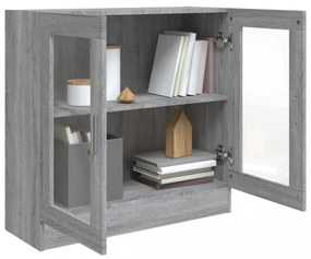 szürke sonoma színű szerelt fa vitrinszekrény 82,5x30,5x80 cm