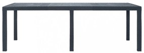 antracit rattan hatású műanyag kerti asztal 220 x 90 x 72 cm