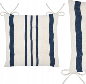Székpárna Csíkos sötétkék 38x38cm csomózott Bézs steppelt