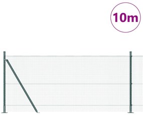 Hegesztett Drótkerítés 7 Ferde Oszloppal Zöld 0.8x10 m Acél