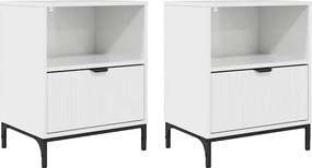 vidaXL Éjjeliszekrény 2 pcs Magasfényű fehér 49 x 36 x 61 cm Faanyag
