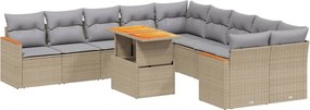 vidaXL 11 részes bézs polyrattan kerti ülőgarnitúra párnákkal