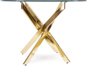 Elegáns Étkezőastzal Üveg/Aranya. SALLO 110 cm