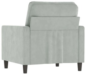 világosszürke bársony kanapéfotel 60 cm