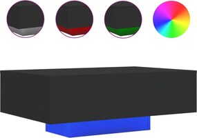 vidaXL fekete dohányzóasztal LED-lámpákkal 85 x 55 x 31 cm