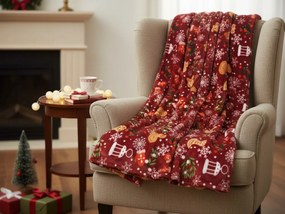 Karácsonyi mikroplüss pléd GINGERBREAD HEART, piros Méret: 200 x 220 cm