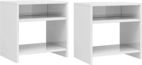 vidaXL 2 db magasfényű fehér szerelt fa éjjeliszekrény 40 x 30 x 40 cm