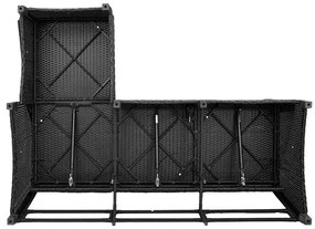 3 részes fekete polyrattan kerti ülőgarnitúra párnával L-alakú