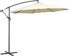 Outsunny Kerti Napernyő Ø300x250 cm Oldalra Elhelyezett, Dönthető Napernyő Kézi Kurblival, Keresztalappal és 8 Fém Rúddal Teraszra és Erkélyre Beige |