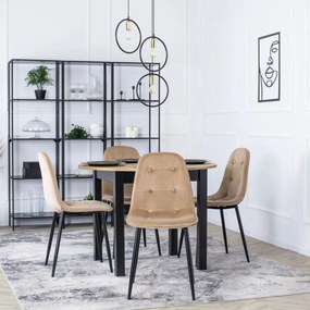 Étkezőgarnitúra 4 db. Bézs Bársony Aris székkel. Bővíthető asztal HARRY 102-142 cm