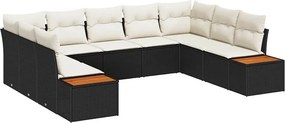 vidaXL Kerti Kanapé Szett párnával 5 pcs Fekete és Krém Polyrattan