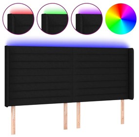 fekete szövet LED-es fejtámla 163x16x118/128 cm