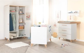 Fehér gyerek komód pelenkázó feltéttel, tölgyfa dekorral 88,5x99x76 cm Léon – Roba