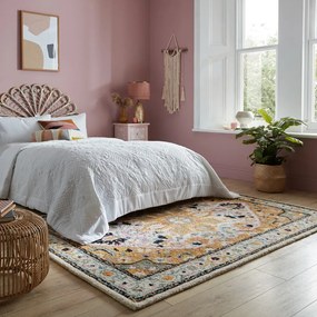 Sárga gyapjú szőnyeg 170x120 cm Dahlia - Flair Rugs