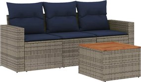 vidaXL 4 részes szürke polyrattan kerti ülőgarnitúra párnával