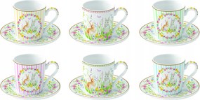 Eszpresszó csészék 6+6 100 ml pasztell színek virágok húsvét nyúl