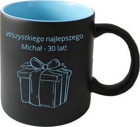 Bögre Matt Beltéri Kék Gravírozott Kerámia 325 ml, Ajándék, Születésnap