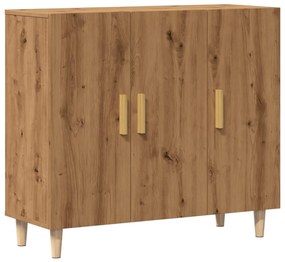 kézműves tölgy színű szerelt fa tálalószekrény 90 x 34 x 80 cm