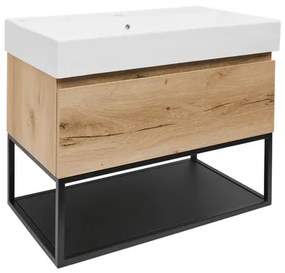 SAT B-WAY Fürdőszobaszekrény mosdóval 59x30x45 cm tölgy matt BWAY60OAKFU2