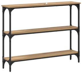 Konzolasztal polcokkal kézműves tölgy 100 x 22.5 x 75 cm