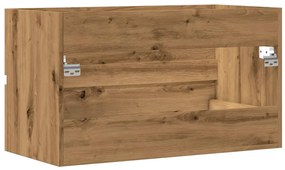 kézműves tölgy szerelt fa függő fürdőszobaszekrény 80x38,5x45cm