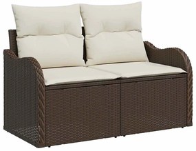 vidaXL Kerti Kanapé Szett párnával párnával 6 pcs Barna Poly Rattan