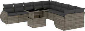 vidaXL 11 részes szürke polyrattan kerti ülőgarnitúra párnákkal