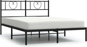 vidaXL fekete fém ágykeret fejtámlával 150 x 200 cm