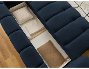 Sötétkék kinyitható-tárolóhelyes kanapé 251 cm Fuji – Bobochic Paris