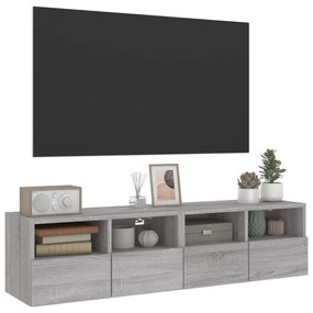 2 db szürke sonoma színű szerelt fa fali TV-szekrény 60x30x30cm