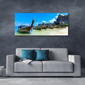Vászonfotó Boat Sea Beach Landscape 100x50 cm
