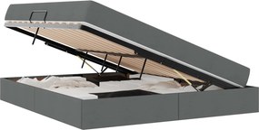 vidaXL Ágy tárolóval és matraccal Sötétszürke 160 x 200 cm Poliészter