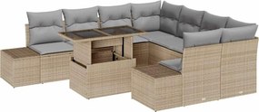 vidaXL Kerti Kanapé Szett 9 pcs Beige és Világosszürke polirattan